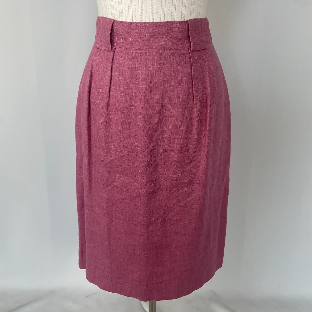 Vintage Pencil Skirt Size 14 Mauve Pink Minimal Midi Office Academia Preppy 80s